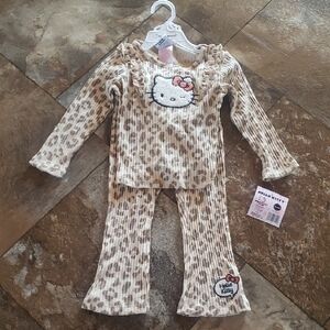 Hello Kitty 24M Leopard Print Baby Toddler Girls Set Outfit Pants Top